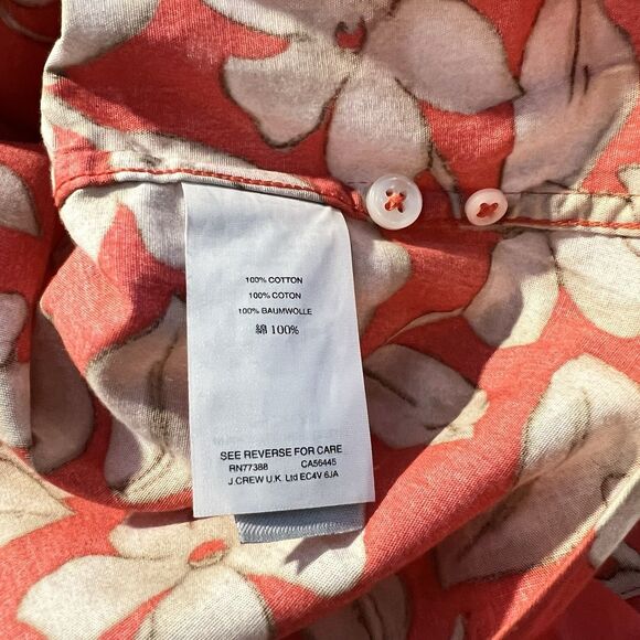 J Crew Hawaiian Shirt Mens Large Blue Floral Button Up Pocket Casual Preppy - Picture 6 of 8